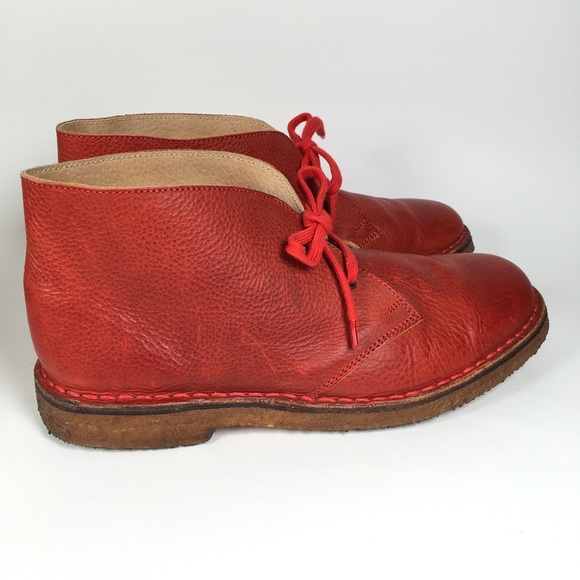 Kalimala Italian Hand Made Red Leather Ankle Boots Size 40 - Picture 3 of 10